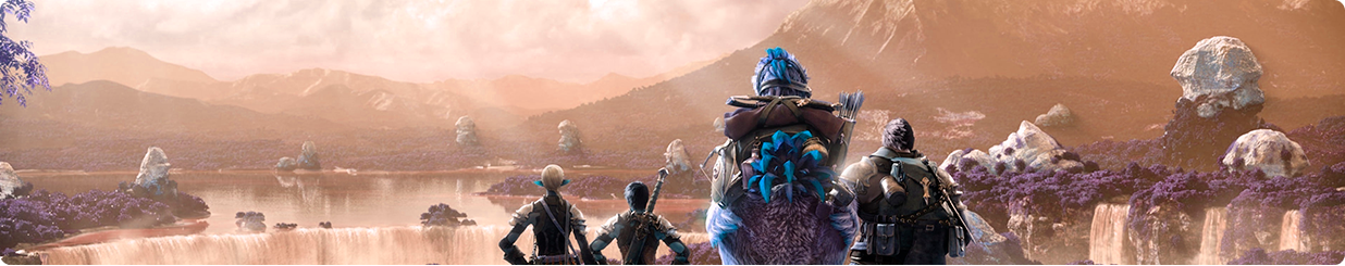 Sell FFXIV items, man looking at pond in strange planet