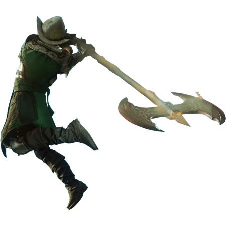 Sell New World Items, Warrior jumping to strike with a giant axe