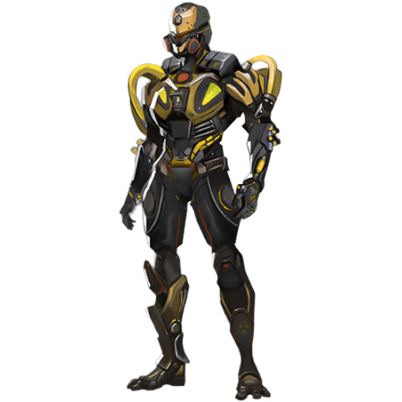 Futuristic yellow and black warrior